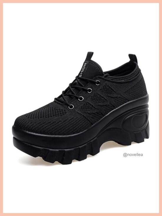 Shoes - Women's Orthopedic Platform Wedge Walking Shoes Knitted Breathable Lace Up